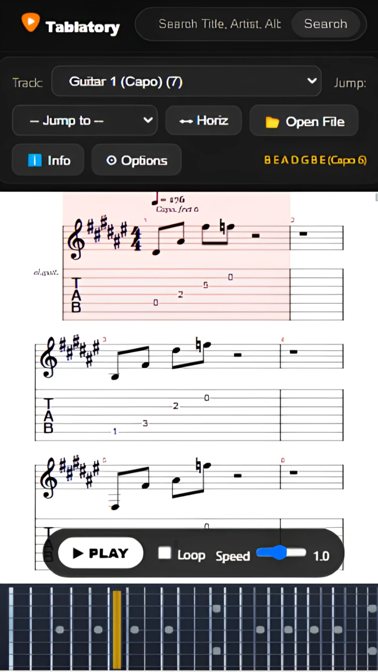 Tabsong mobile viewer screenshot